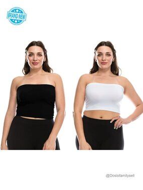 Plus Size Seamless Strapless Tube Top, UV Protective 50+ Stretchy Bandeau